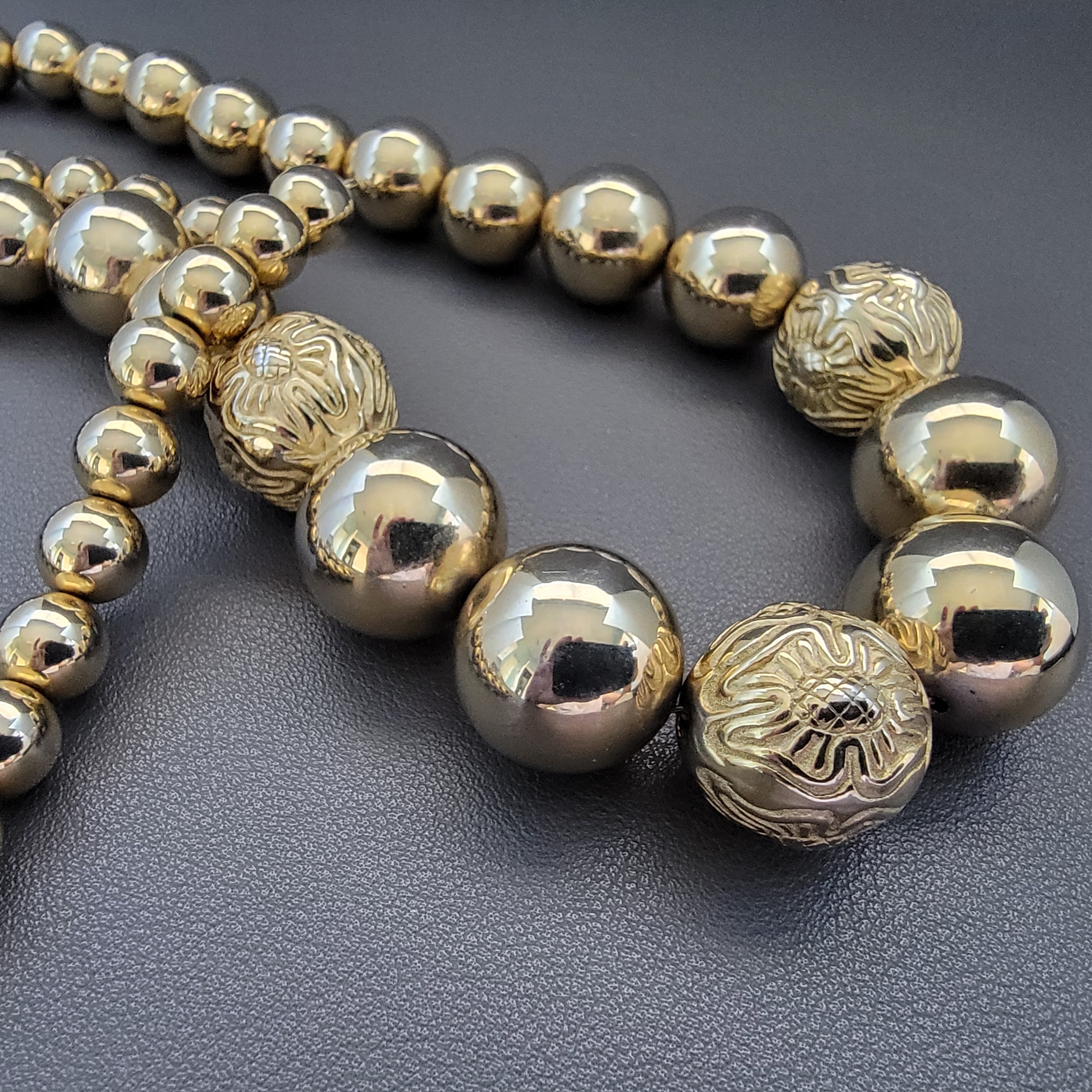 Vintage 1960s Korean Craft | Resin Beads On Metal Chain | Light As Air, Bold As